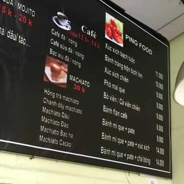 Thực đơn- Cafe Ping Food & Drink