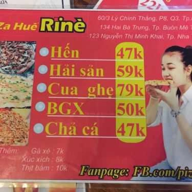 Thực đơn- Ăn vặt Pizza Huế Rine
