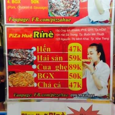 Thực đơn- Ăn vặt Pizza Huế Rine