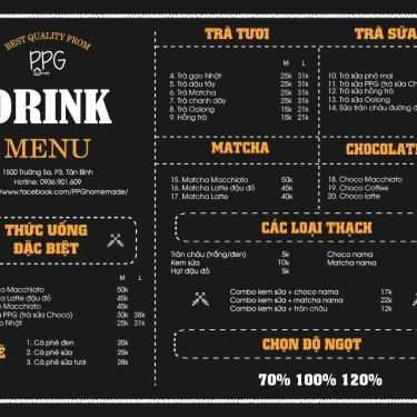 Thực đơn- PPG Homemade Chocolate Cafe