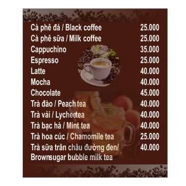 Thực đơn- Quán Ăn Q Coffee, Tea & Food Vegan