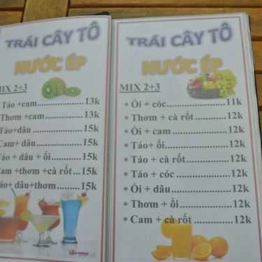 Thực đơn- Cafe Quả Mâm Xôi - Quán Sinh Tố