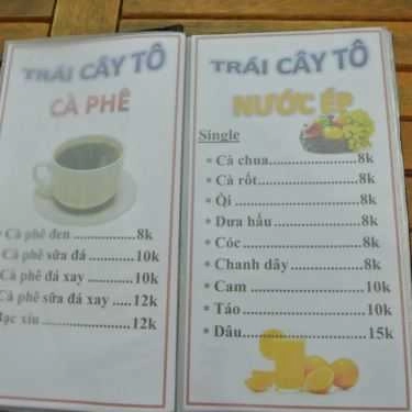 Thực đơn- Cafe Quả Mâm Xôi - Quán Sinh Tố
