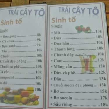 Thực đơn- Cafe Quả Mâm Xôi - Quán Sinh Tố