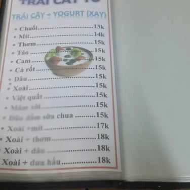 Thực đơn- Cafe Quả Mâm Xôi - Quán Sinh Tố