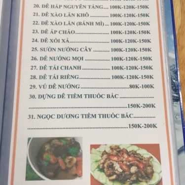 Thực đơn- Quán Nhậu Quán Dê Núi Heo Rừng