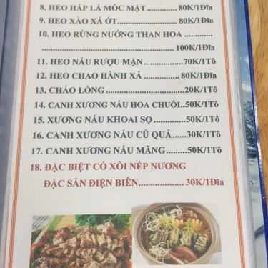 Thực đơn- Quán Nhậu Quán Dê Núi Heo Rừng