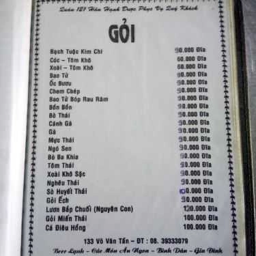 Thực đơn- Quán Nhậu Quán 121 - Hải Sản, Lẩu & Các Món Nhậu Bình Dân