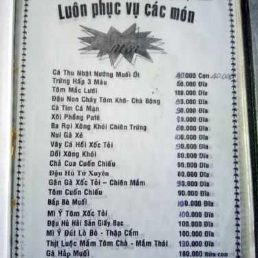 Thực đơn- Quán Nhậu Quán 121 - Hải Sản, Lẩu & Các Món Nhậu Bình Dân