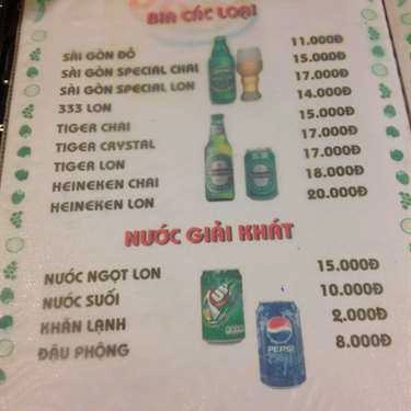 Thực đơn- Quán 39 - Quán Nhậu