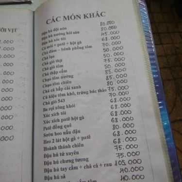 Thực đơn- Quán 543 - Quán Nhậu Bình Dân