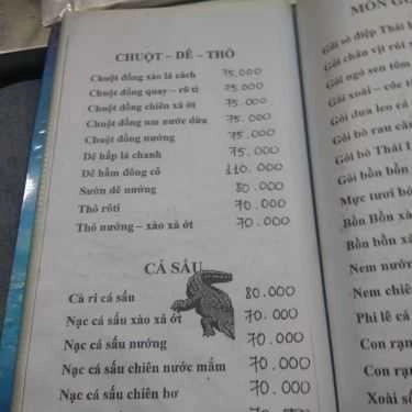 Thực đơn- Quán 543 - Quán Nhậu Bình Dân