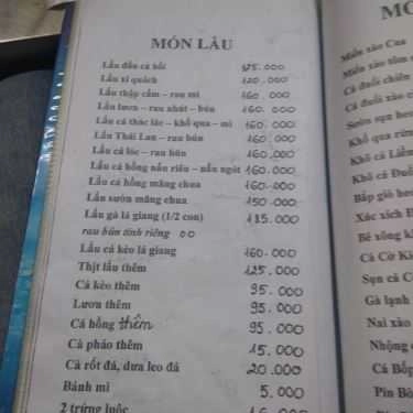 Thực đơn- Quán 543 - Quán Nhậu Bình Dân