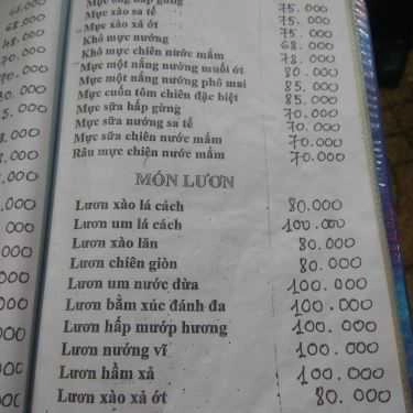 Thực đơn- Quán 543 - Quán Nhậu Bình Dân