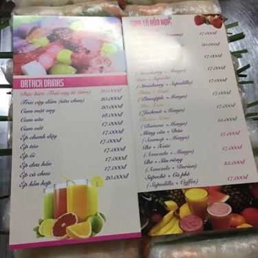 Thực đơn- Cafe Quán 58 - Sinh Tố, Gỏi Cuốn & Bì Cuốn
