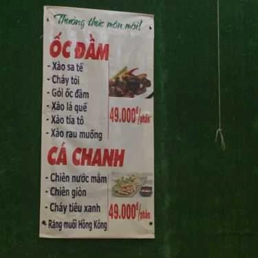 Thực đơn- Quán Nhậu Quán 72 - Dê Tươi & Hải Sản Tươi Sống