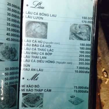 Thực đơn- Quán Nhậu 225