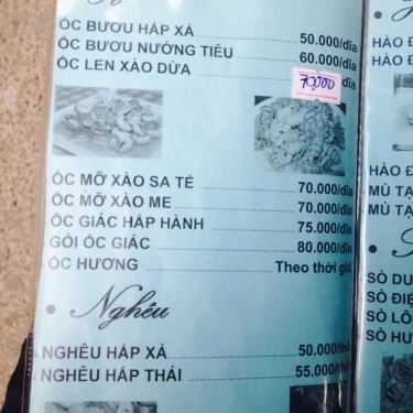 Thực đơn- Quán Nhậu 225