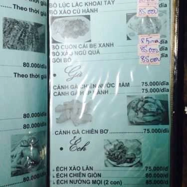 Thực đơn- Quán Nhậu 225