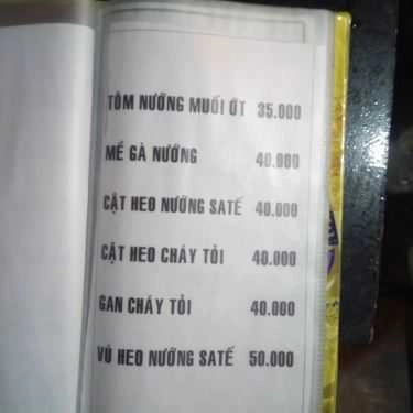 Thực đơn- Quán Nhậu Quán Ben-Li - Nhậu Bình Dân
