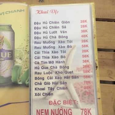 Thực đơn- Quán Nhậu Quán Biển Nướng - Hải Sản Tươi Sống