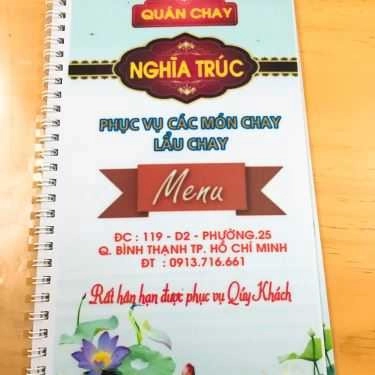 Thực đơn- Quán Ăn Quán Chay Nghĩa Trúc