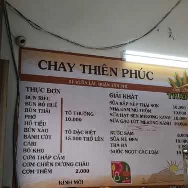 Thực đơn- Quán Ăn Quán Chay Thiên Phúc - Vườn Lài