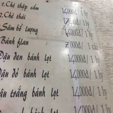 Thực đơn- Ăn vặt Quán Chè Cô Sâm