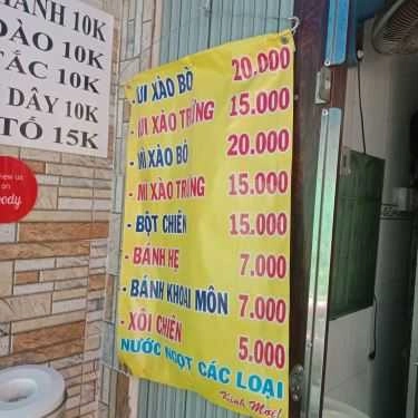 Thực đơn- Ăn vặt Nui Xào Bò & Giải Khát - Cách Mạng Tháng 8