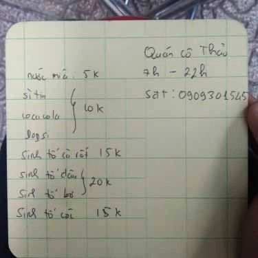 Thực đơn- Ăn vặt Quán Thảo - Sinh Tố & Giải Khát
