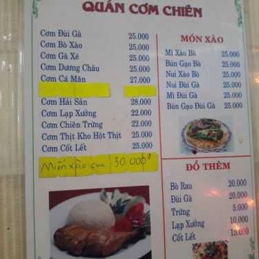 Thực đơn- Quán Cơm Chiên
