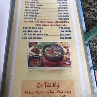Thực đơn- Quán Nhậu Quán Dê Tài Ký