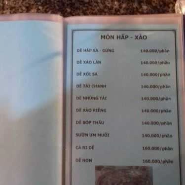 Thực đơn- Quán Nhậu Quán Dê Tài Ký