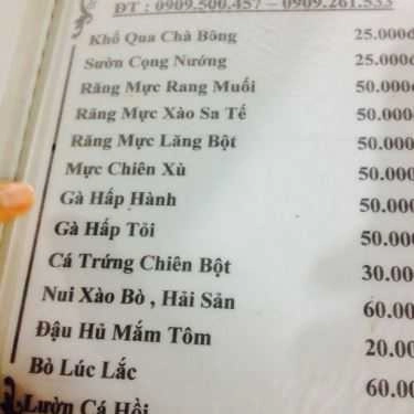 Thực đơn- Quán Nhậu Quán G5 - Món Nướng Bình Dân
