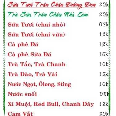 Thực đơn- Ăn vặt Gấuuu - Sữa Tươi Trân Châu Đường Đen