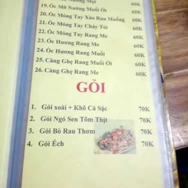 Thực đơn- Quán Nhậu Gió Đêm