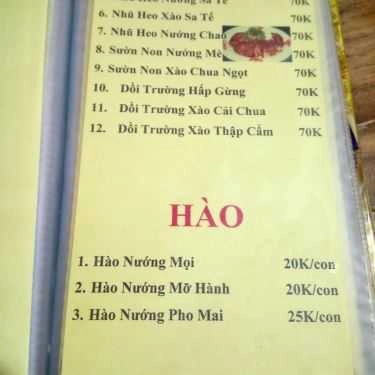 Thực đơn- Quán Nhậu Gió Đêm