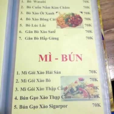 Thực đơn- Quán Nhậu Gió Đêm