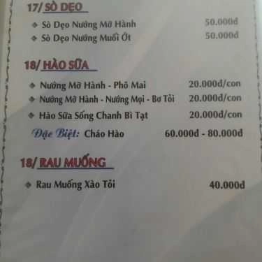 Thực đơn- Quán Nhậu Ốc Tuyền - Quán Hải Sản