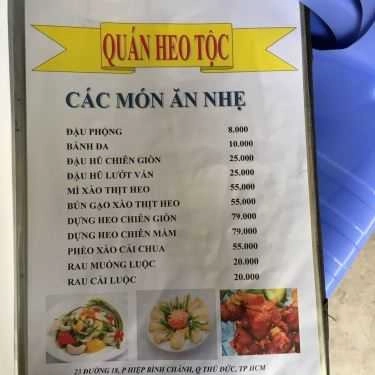 Thực đơn- Quán Nhậu Quán Heo Tộc - Quán Ăn Gia Đình