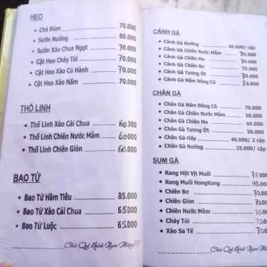 Thực đơn- Quán Nhậu Quán Hòa - Nhậu Bình Dân