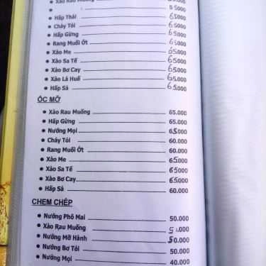 Thực đơn- Quán Nhậu Quán Hòa - Nhậu Bình Dân