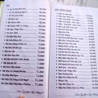 Thực đơn- Quán Nhậu Quán Hòa - Nhậu Bình Dân