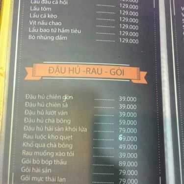 Thực đơn- Quán Nhậu Quán Lẩu Hai Út