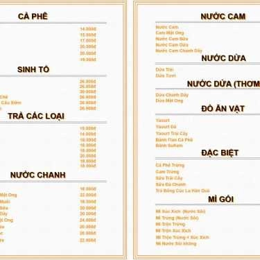 Thực đơn- Next Generation Coffee
