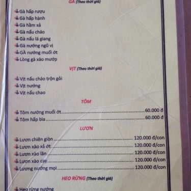 Thực đơn- Thu Hương - Quán Nhậu Bình Dân