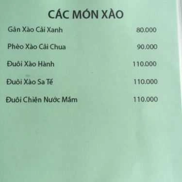 Thực đơn- Quán Nhậu Bò Tơ Tiến Phát