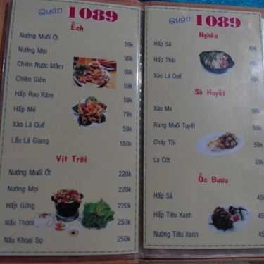 Thực đơn- Quán Nhậu Quán 1089 - Cháo Lươn & Gà Hấp Mắm Nhĩ