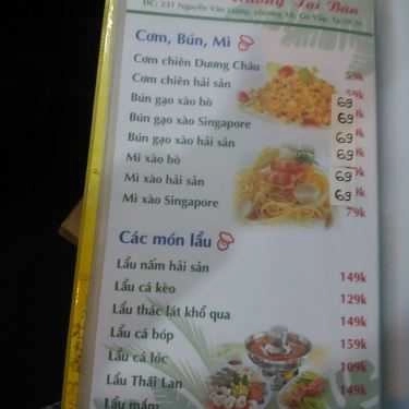Thực đơn- Quán Nhậu Đêm Mộng Lan