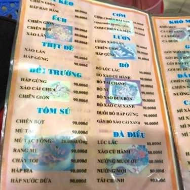 Thực đơn- Quán Nhậu Minh Quân - Sơn Kỳ